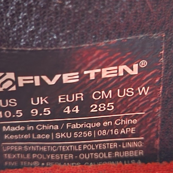 Five Ten Kestrel Lace Shoes Mens 10.5 Black Red MTB Clipless SPD Stealth Bike - Picture 8 of 10